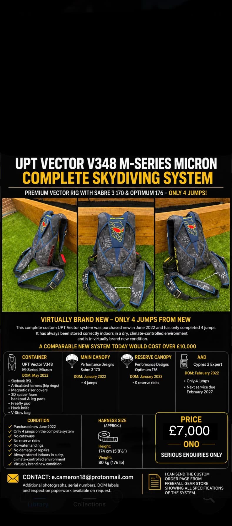 Complete Rig - UPT Vector V348 M-Series Micron, Sabre 3 170, Optimum 176