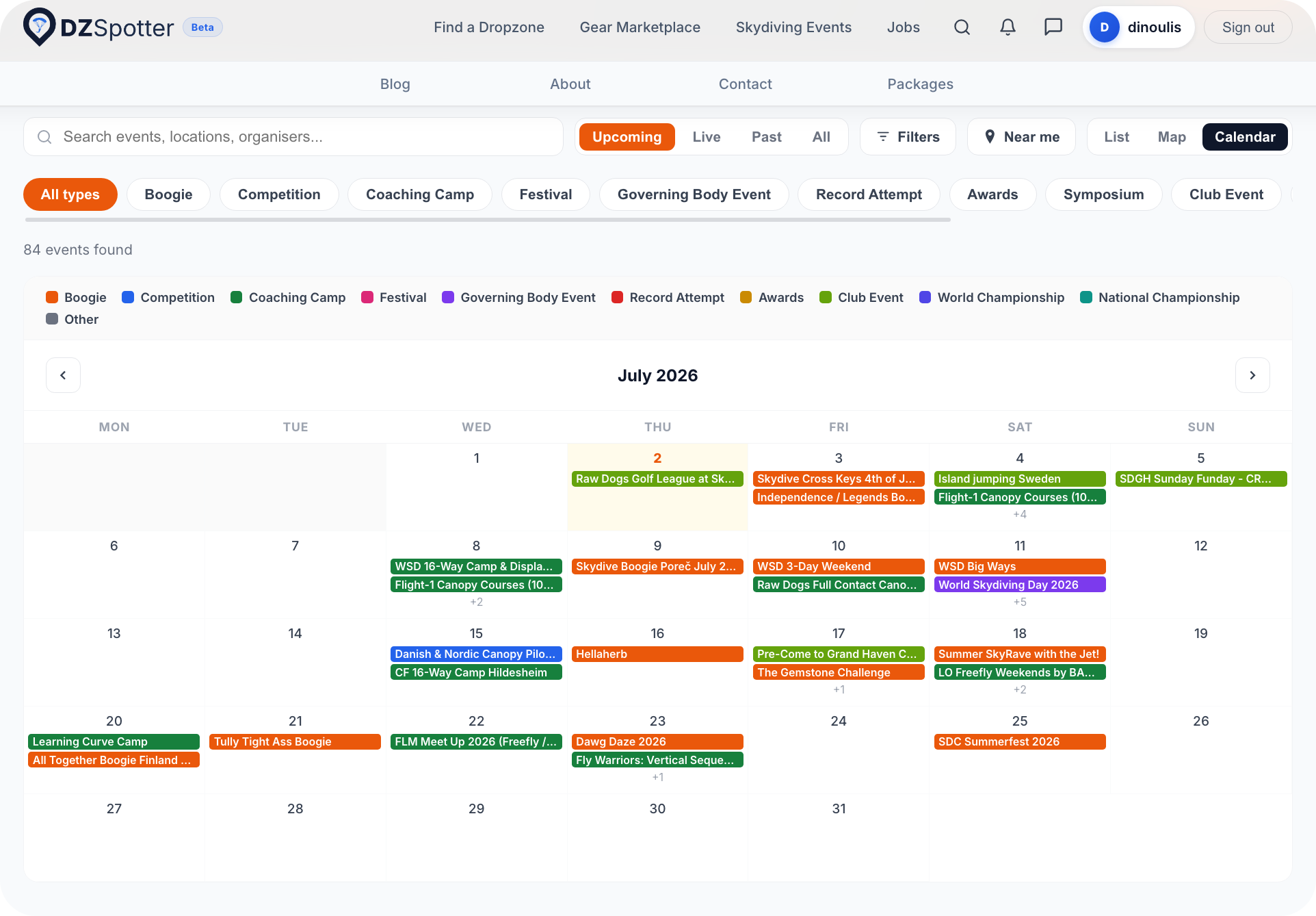 July 2026 Global Skydiving Events Calendar