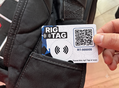 A Rig Tag card being slid into the data card pocket on a rig